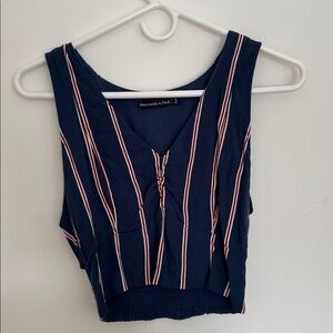 Abercrombie & Fitch Navy Striped Sleeveless Top